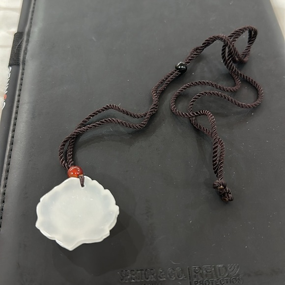 Chinese Natural white Jade HandCarved Statue lock Pendant - Picture 4 of 5